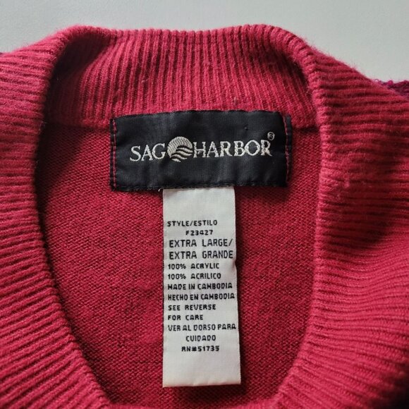 Sag Harbor 2 Pc Set Purple Wool Cardigan Pink Acrylic Sweatshirt Womens XL - Picture 8 of 9